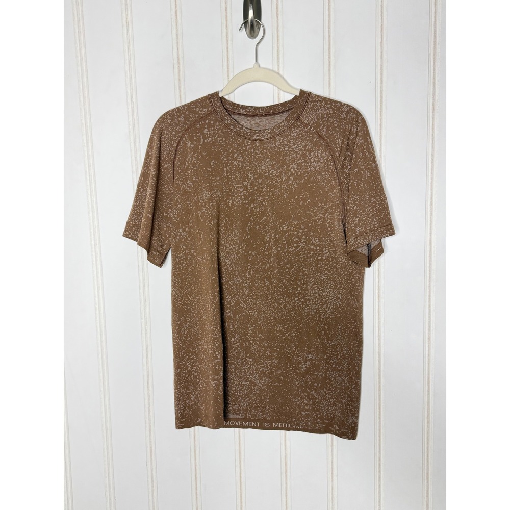 Lululemon Metal Vent Tech Short Sleeve Shirt Medium Brown Splatter Pattern 292 - Picture 5 of 8